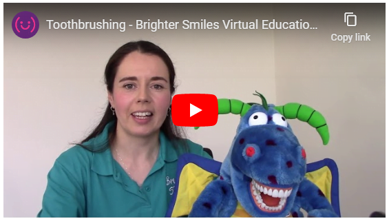 Brighter Smiles virtual oral health education session Jo and dragon