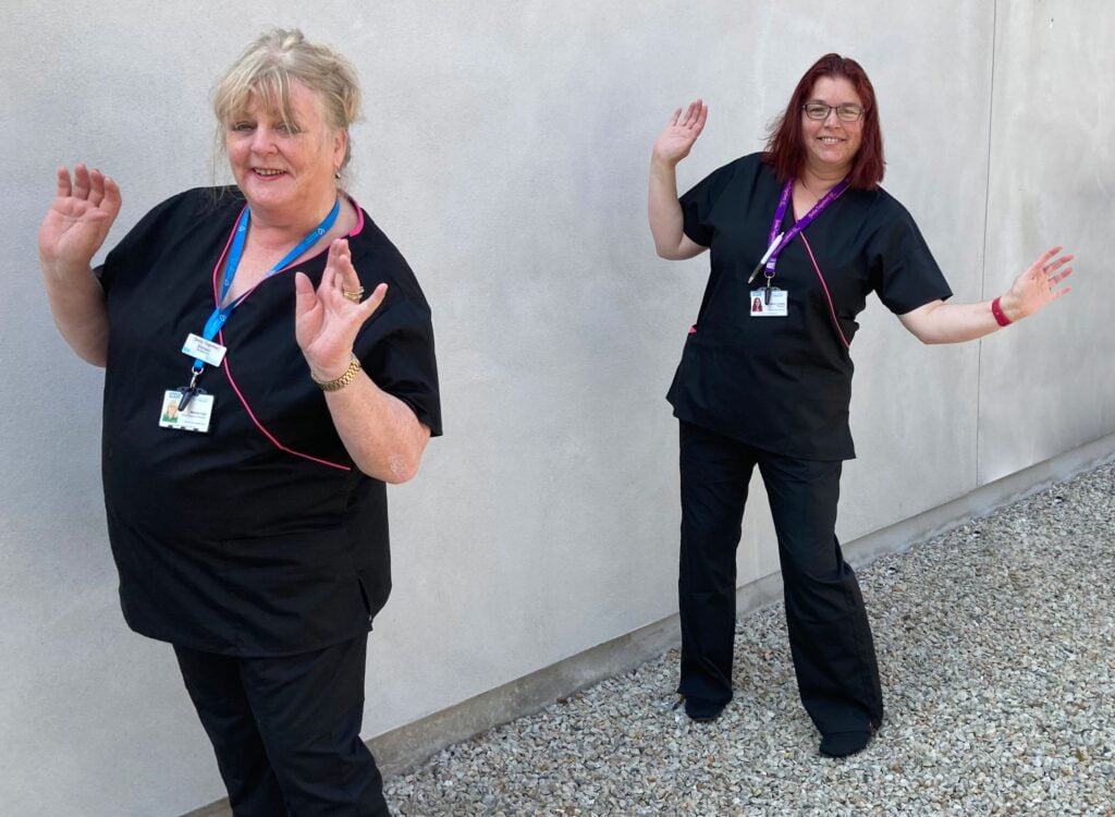 Two receptionists dancing!