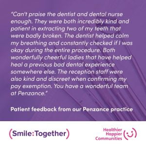 patient feedback for our Penzance practice